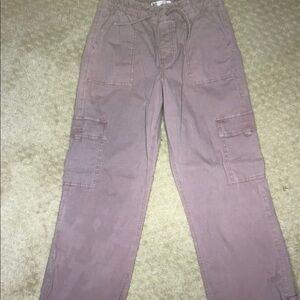 Mauve Cargo Pants with Drawstring Waist